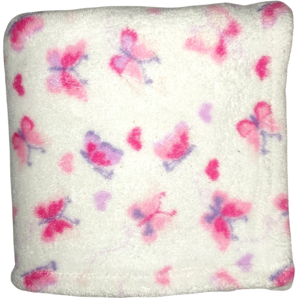 Butterfly Heart Baby Girl Blanket Pink Purple White Fleece Lovey Unbranded 30x35